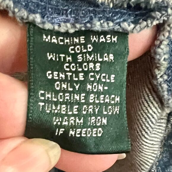 Stretch Denim Distressed Jacket "Embellished" w/Lace, Dollies & Antique Trim. - Picture 8 of 12